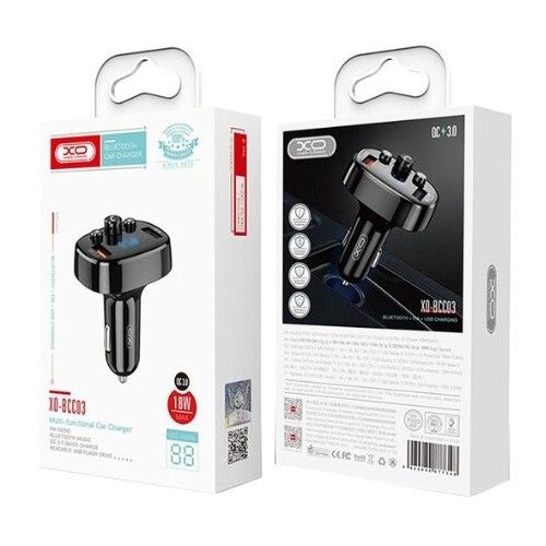 XO FM Transmiter Bluetooth BCC03 I auto punjac 18W 2u1 Crni Slike