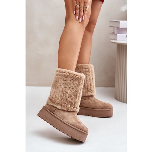 Kesi Platform snow boots with a turned-up upper beige Lisonea Slike
