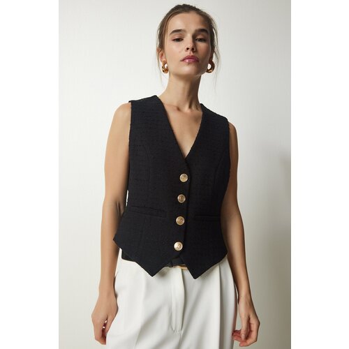  Women&amp;#039;s Black Metal Button Detailed Cachet Vest Slike