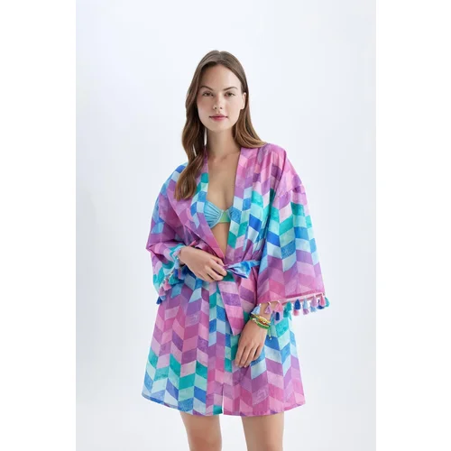 Defacto Fall in Love Regular Fit Patterned Cotton Beach Dress