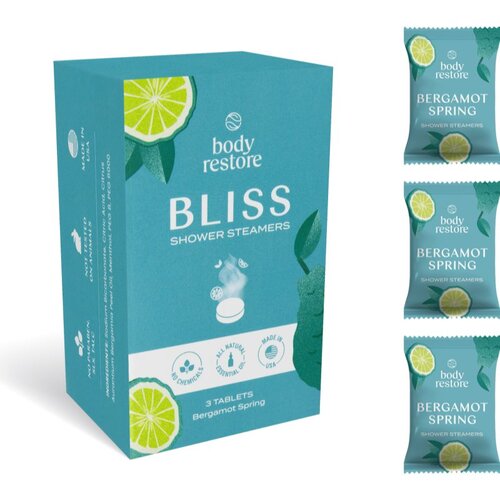 Body Restore Bliss Shower Steamers tablete za prho di&amp;scaron;ave Bergamot Spring 3 kos Slike