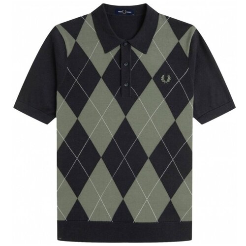 Fred Perry Polo majice kratki rokavi ARGYLE KNITTED SHIRT Zelena Cene