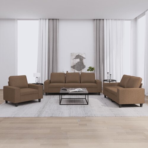  3-dijelni set sofa s jastucima smeđi od tkanine Cene