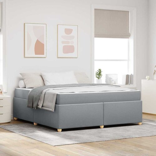 VidaXL Posteljni okvir z vzmetnico Svetlo siva 180 x 200 cm blago Slike