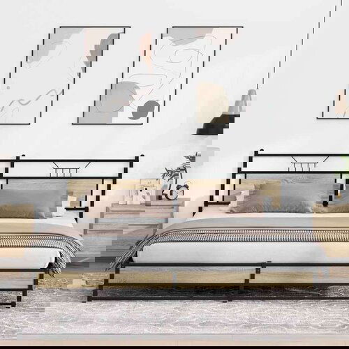Metalni okvir kreveta bez madraca boja hrasta sonome 200x200 cm Slike