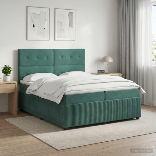  Boxspring krevet s madracem Tamnozelena 200 x 200 cm Baršun Cene