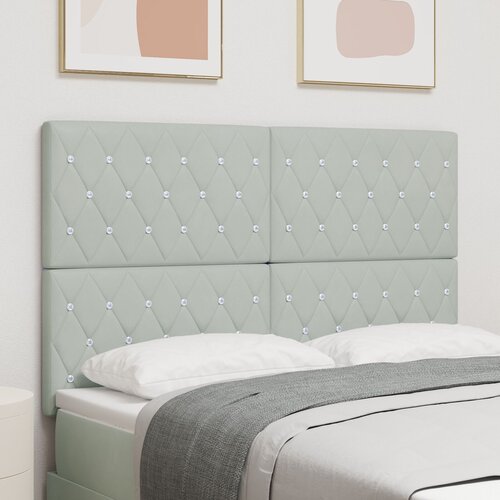 vidaXL Naslon za glavu s kristalnim gumbima tufted svjetlosivi 140 cm baršun Cijene