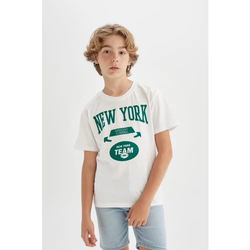 Defacto Boy's Crew Neck Printed Short Sleeve T-Shirt