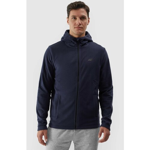 4f Men's regular fleece with hood - navy blue Slike