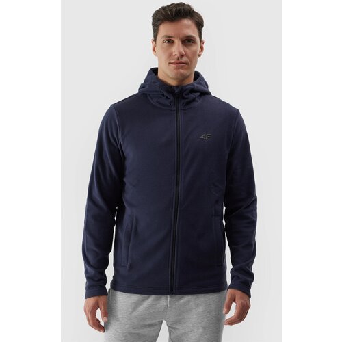 4f Men&amp;#039;s regular fleece with hood - navy blue Slike