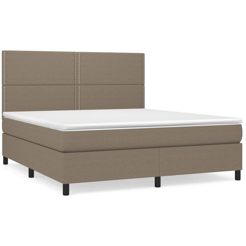 VidaXL Krevet s oprugama i madracem smeđesivi 160x200 cm tkanina Slike