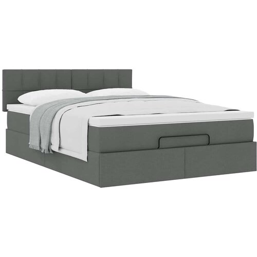 VidaXL otomanski krevet s madracem tamnosivi 140x190cm od tkanine Slike