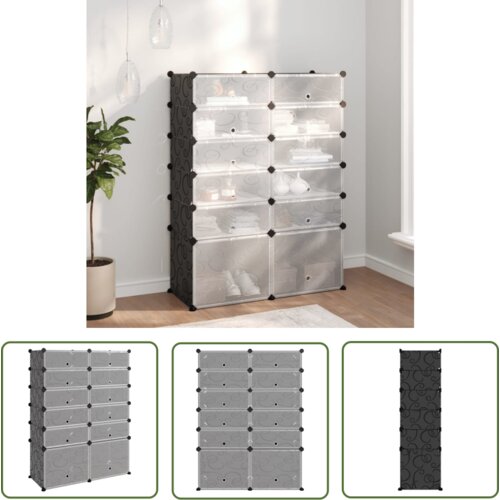 The Living Store Stojalo za čevlje črno 94x37x125 cm PP - Stojalo Za Čevlje, (21744635) Slike