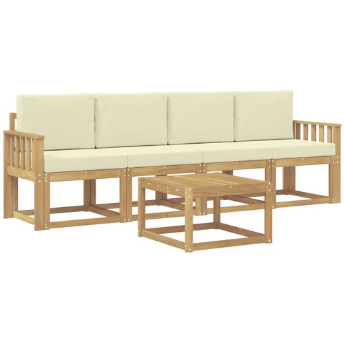 vidaXL Zunanja garnitura za sedenje z blazino 5 pcs Bela in krem, (5000281279) Cene
