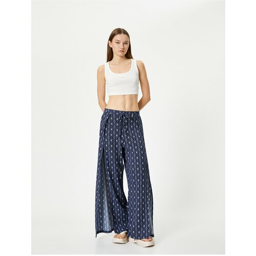Koton Double Breasted Trousers Ethnic Patterned Tie Side Slit Slike