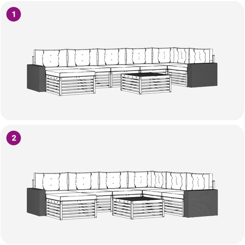  Set vanjskih sofa 8 kom. Prirodna i svjetlosiva Slike
