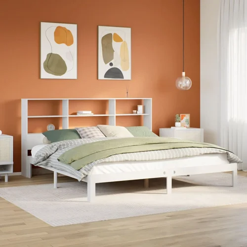 vidaXL Knjižna postelja brez vzmetnice bela 180x200 cm trdna borovina vidaXL Knjižna postelja brez vzmetnice bela 180x200 cm trdna borovina