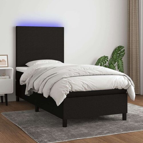  Box spring postelja z vzmetnico LED črna 80x200 cm blago, (20790752) Slike