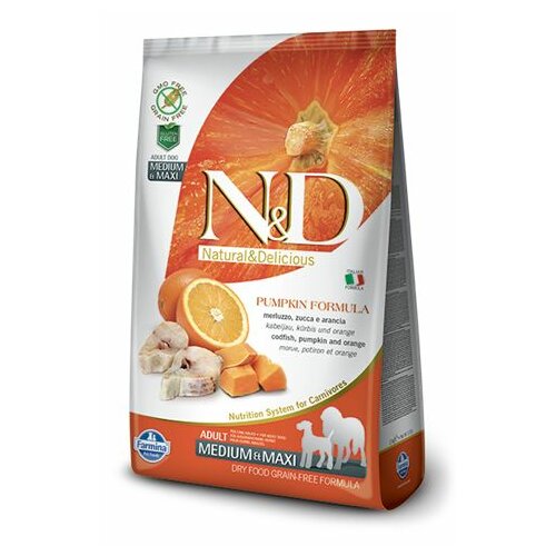 Farmina N&D bundeva hrana za pse bakalar i narandža (adult, medium & maxi) 12kg Slike