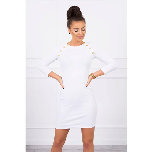 Kesi Dress with decorative buttons white