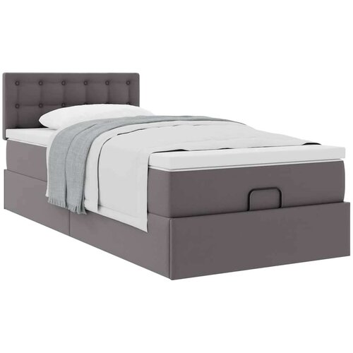 VidaXL otomanski okvir kreveta s madracem sivi 100x200cm umjetna koža Slike