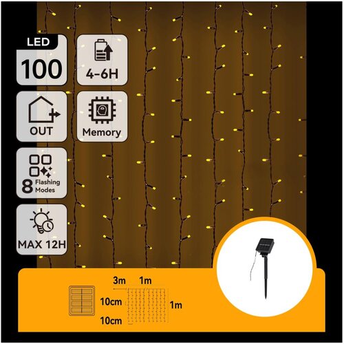 Aigostar LED solarni niz 100xLED/8 funkcija 4x1m IP65 topla bela Cene