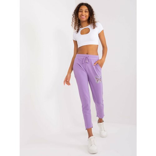 Fashion Hunters Purple women's sweatpants with ties Slike