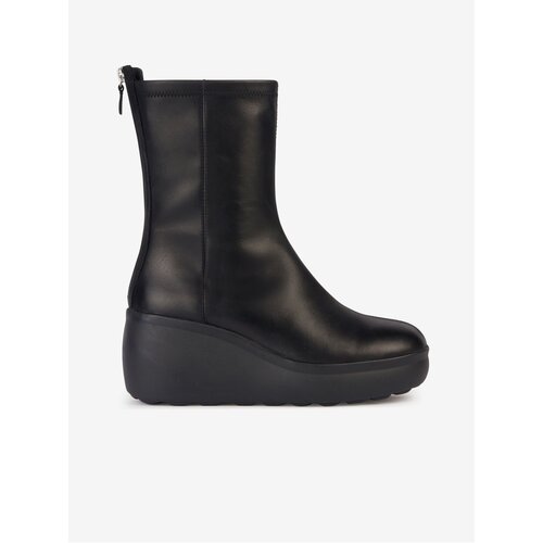 Geox Black Women&amp;#039;s Leather Wedge Boots Spherica - Women Slike