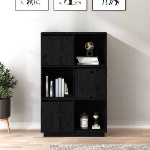 vidaXL Visoka omara črna 74x35x117 cm trdna borovina Cene