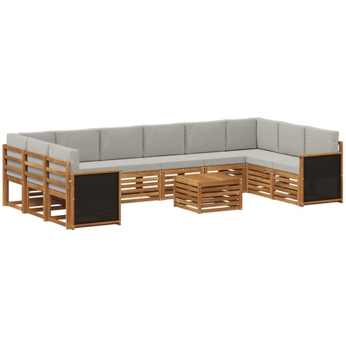 vidaXL Zunanja garnitura za sedenje 8 pcs Naravna in svetlo siva, (5000279892) Cene
