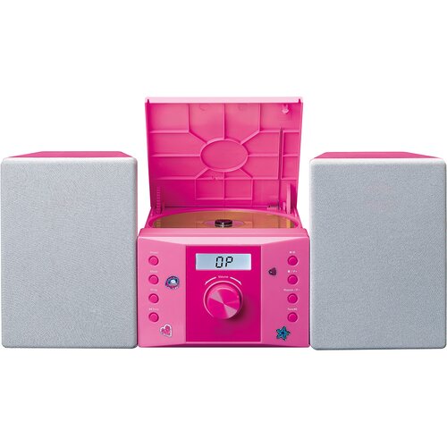 Lenco Mikrofonija stereo CD radijski FM AUX-IN z LCD zaslonom in nalepkami, Roza, (5000279336) Slike