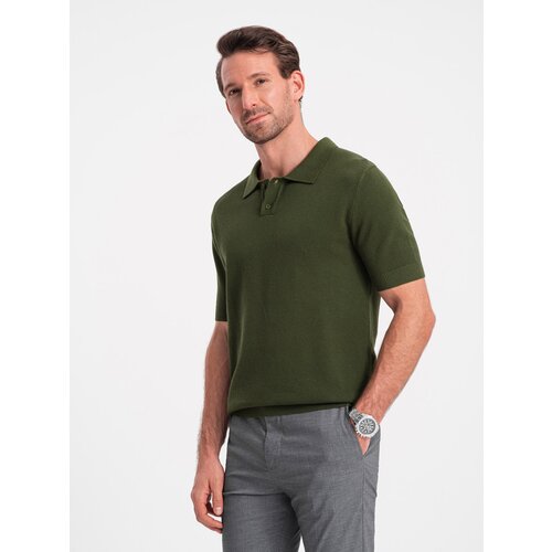 Ombre Men&amp;#039;s structured knit polo shirt - olive Slike