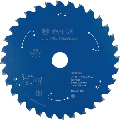 Bosch Expert for Stainless Steel list kružne testere za akumulatorske testere 150x1,6x20 T32 Slike