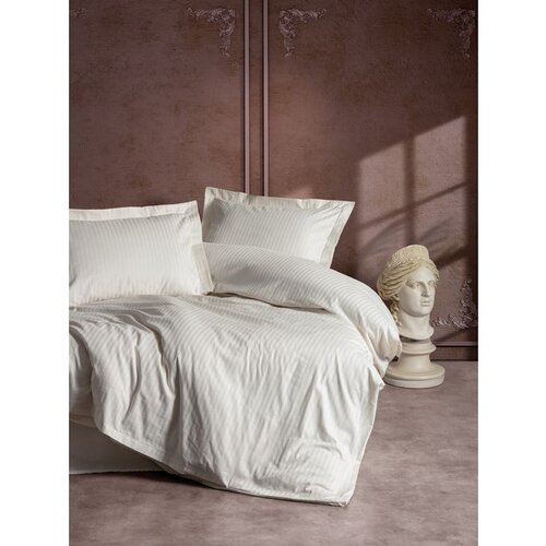  stripe ecru ecru satin double quilt cover set Cene