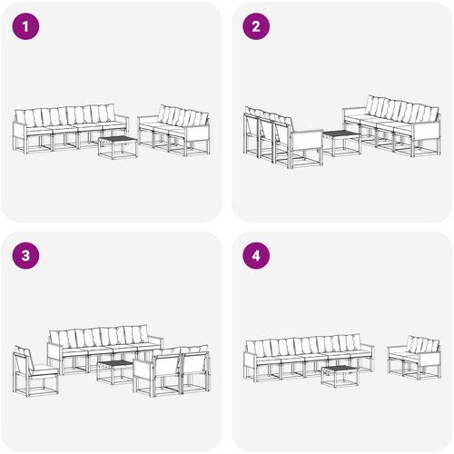  Set vanjskih sofa 8 kom. Prirodna i svjetlosiva Smeđa 59 x 59 x 37 cm Slike