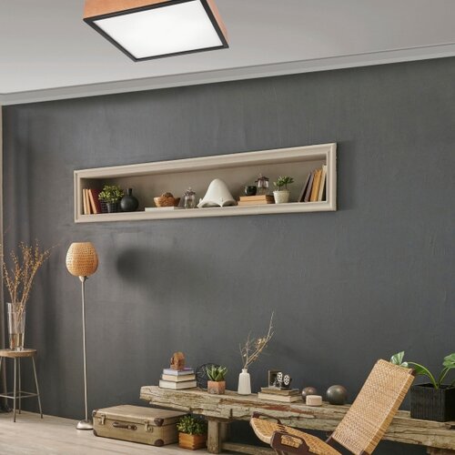  plafonsko svetlo oak square 4xE27/15W/230V 48x48 cm hrast/crna Slike