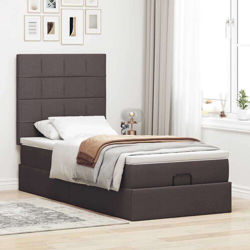 VidaXL otomanski okvir kreveta s madraca tamnosmeđi 100x200cm tkanine Slike