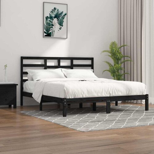  Okvir za krevet od masivne borovine crni 200 x 200 cm Slike