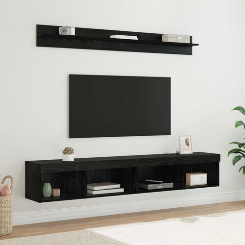  Set zidnog ormarića za TV 5 pcs Crni hrast Konstruirano drvo Cijene