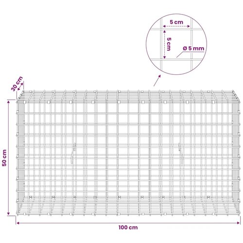  Gabion s žicom debljine 5 mm i mrežom 5x5 cm 100x30x50 cm - 30 cm 50 cm 100 cm Slike