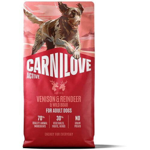 Carnilove Dog Active Adult, briketi - divjačina, jelen in divja svinja 12 kg Cene