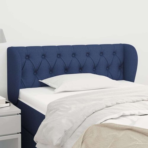  Vzglavje z u&amp;scaron;esi modro 93x23x78/88 cm blago, (20954414) Slike