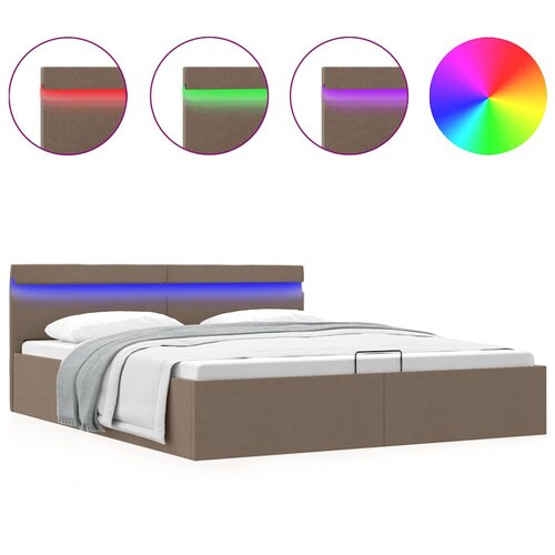Maison Chic Dvižni Posteljni okvir - Dvoposteljna postelja - Zakonska postelja LED taupe blago 160x200 cm, (21693649) Slike