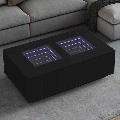  Stolić za kavu s beskonačnim LED svjetlima crni 116x69x40 cm Cene