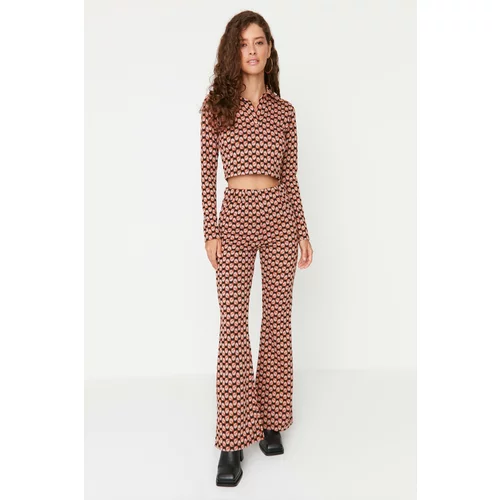 Trendyol Burgundy Flare Knitted Trousers