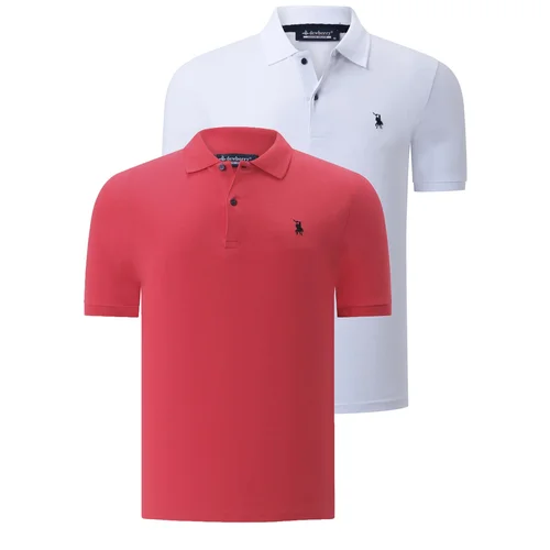 Dewberry DUAL SET T8561 MENS TSHIRT-WHITE-POMEGRANATE