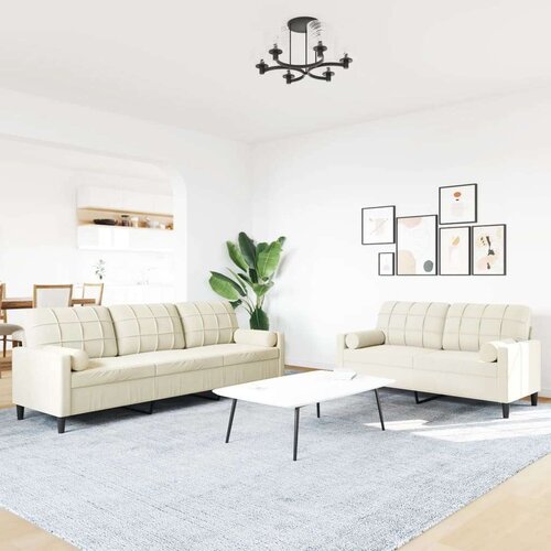VidaXL 2-dijelni set sofa s jastucima krem bar&amp;scaron;unasti Slike