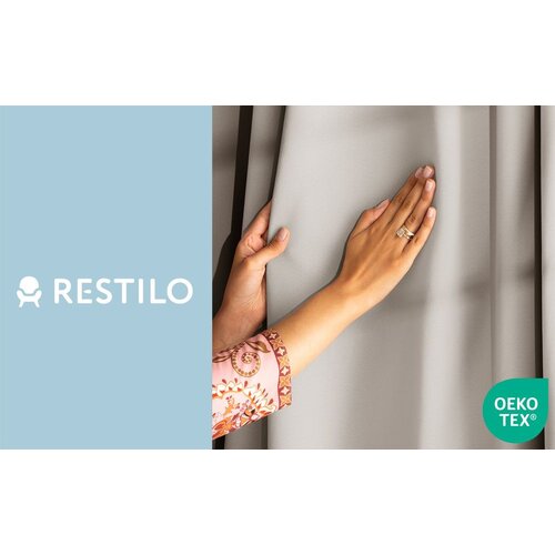 Restilo zasłona BLACKOUT kolor jasny beżowy szarfa upinająca styl klasyczny taśma materiał blackout 140x175 Slike