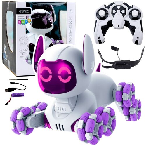  TOOBY robotski pas na daljinsko upravljanje, RC 360&amp;deg; svjetla, zvukovi, bijela i ljubičasta Slike