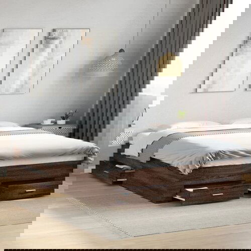 Furnova Posteljni okvir s predali rjavi hrast 150x200 cm inž. les, (21939432) Slike